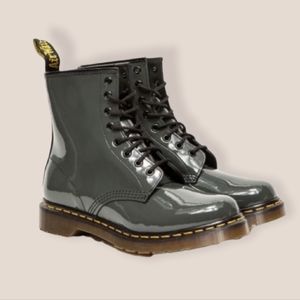 Dr Martens Gray Patent Leather Boots